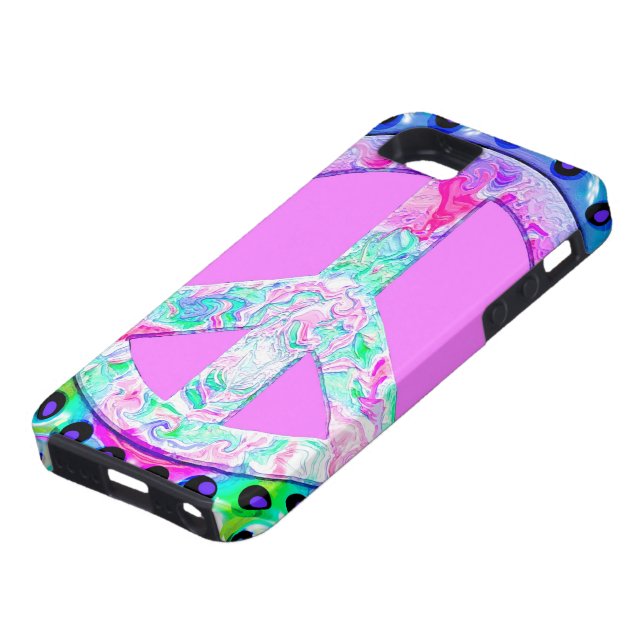 Psychedelic Peace Sign Abstract Case-Mate iPhone Case (Bottom)