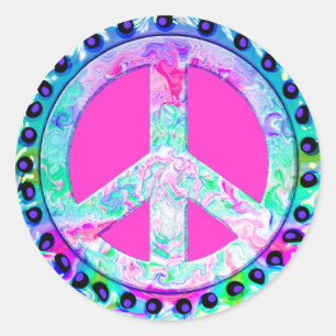 Psychedelic Peace Sign Abstract Classic Round Sticker