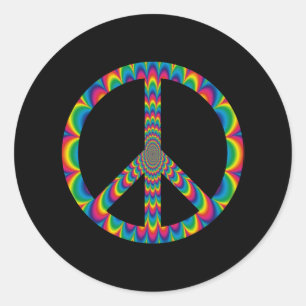Psychedelic Peace Sign Classic Round Sticker