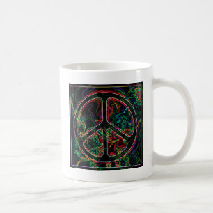 psychedelic peace sign coffee mug