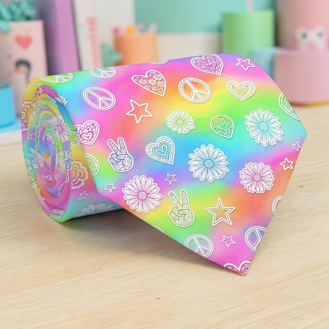 Psychedelic Peace Sign Custom Necktie Tie (Creator Uploaded)