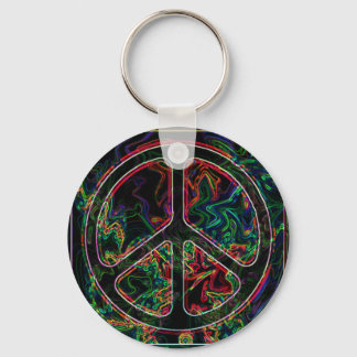 psychedelic peace sign keychain