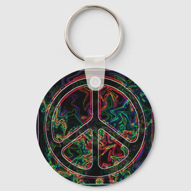 psychedelic peace sign keychain (Front)