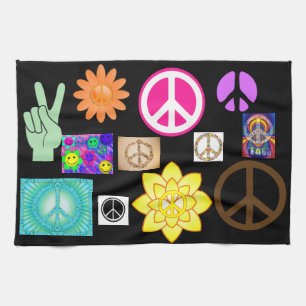 Psychedelic Peace Sign Kitchen Towel