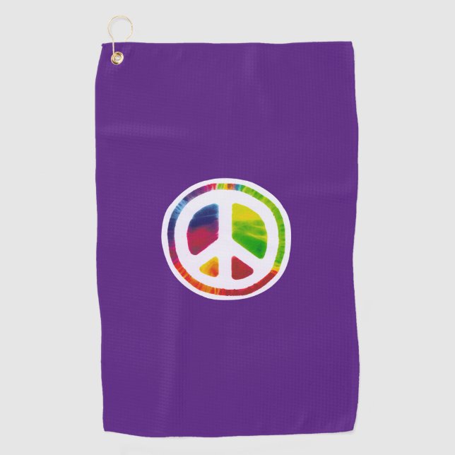 Psychedelic peace sign symbol golf towel (Front)