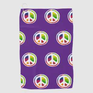 Psychedelic peace sign symbol golf towel