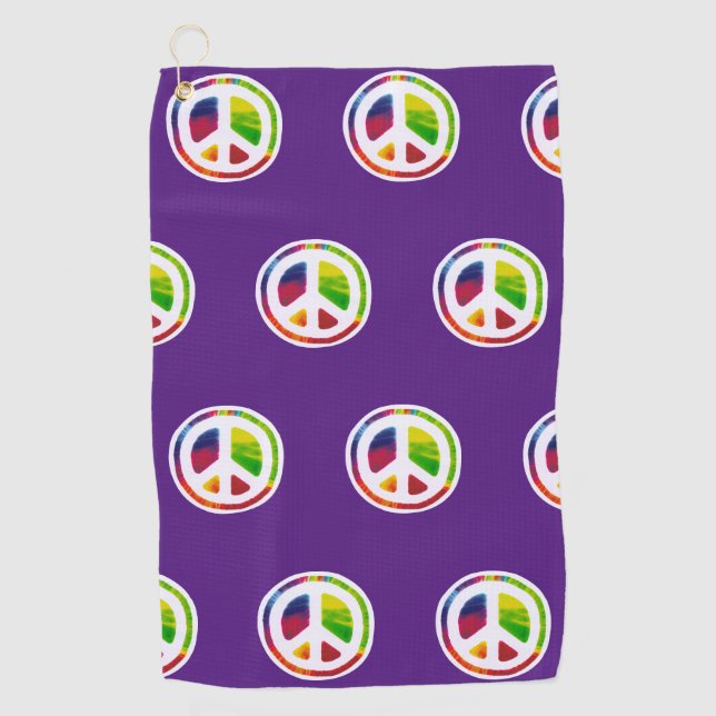 Psychedelic peace sign symbol golf towel (Front)