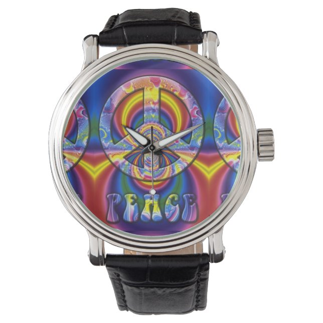 Psychedelic Peace Sign Watch (Front)