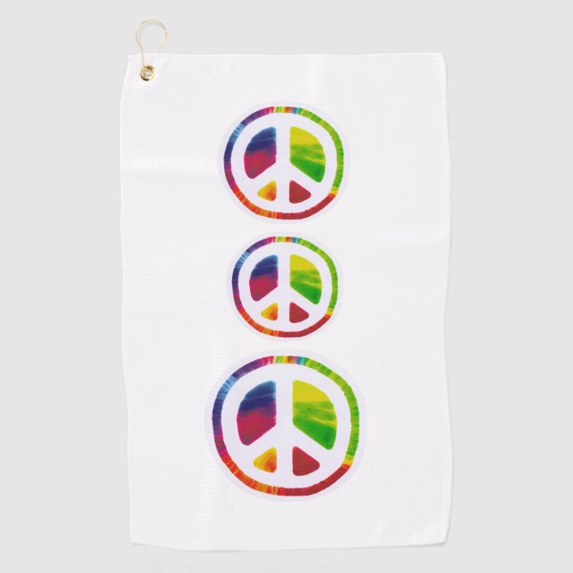 Psychedelic peace signs symbols golf towel (Front)