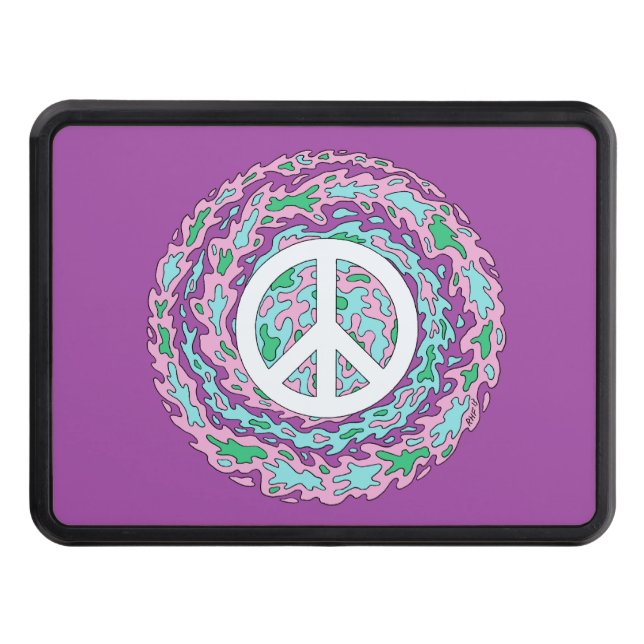 Psychedelic Peace Trailer Hitch Cover (Front)