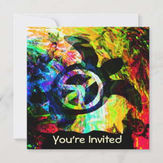 Psychedelic Peace Turtle Invitations