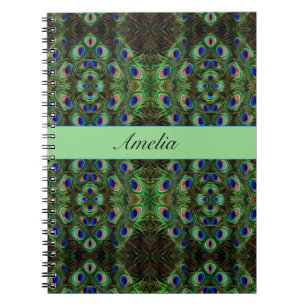psychedelic peacock customizable notebook