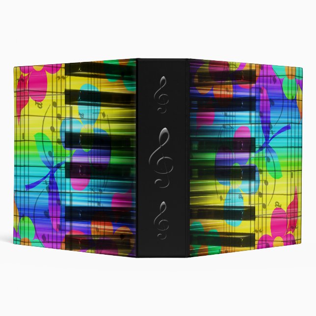 Psychedelic Piano Keyboard and Flowers Binder (Background)