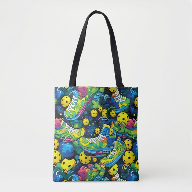 Psychedelic pickleballs tote bag (Front)