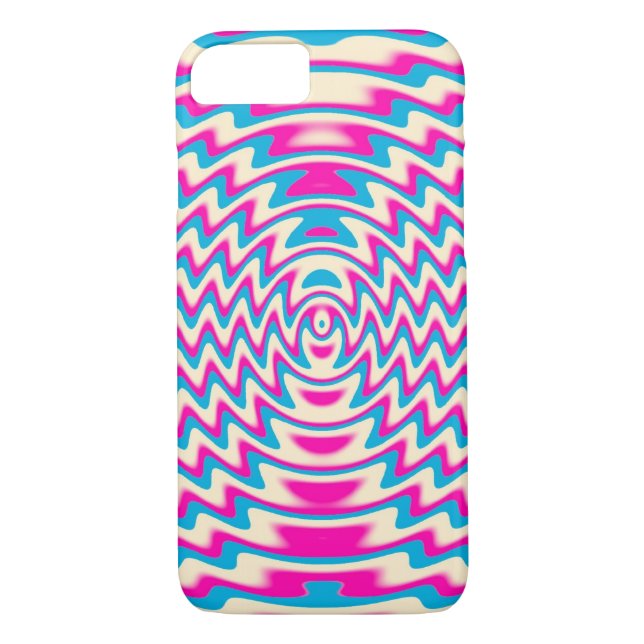 Psychedelic Pink Blue Sound Waves iPhone 7 Case (Back)