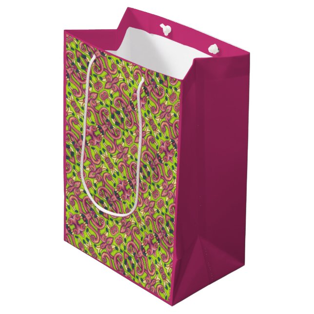 PSYCHEDELIC PINK FLAMINGO GIFT BAG Med Pink (Front Angled)