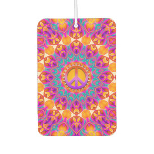 Psychedelic Pink Orange Mandala Peace Symbol Air Freshener