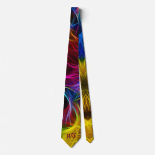 Psychedelic Pink Yellow Abstract Initials Tie