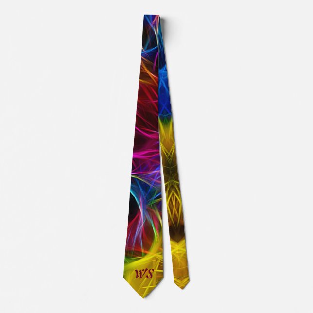 Psychedelic Pink Yellow Abstract Initials Tie (Front)