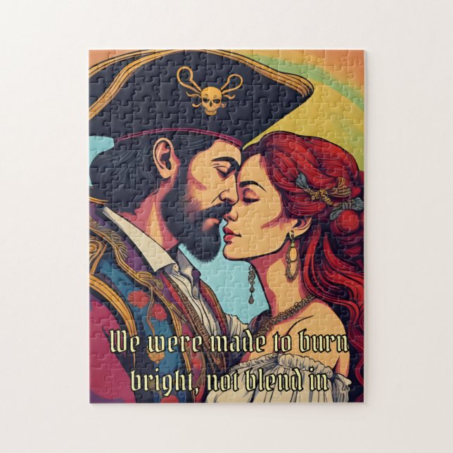 Psychedelic Pirate Couple  – Bold Romance Jigsaw Puzzle (Vertical)