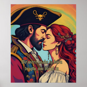 Psychedelic Pirate Couple – Bold Romance Poster