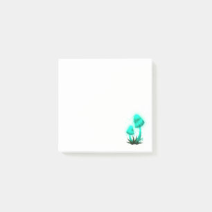 Psychedelic Pixie Cap Glowing Cyan Mushroom Post-it Notes