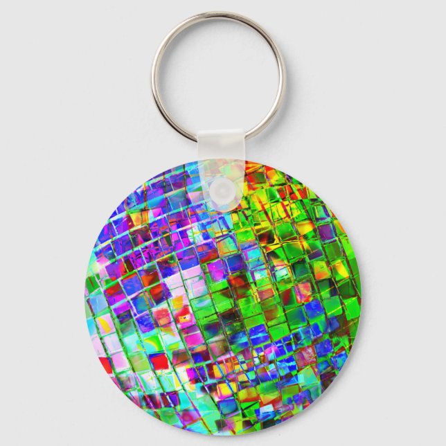 Psychedelic Planet Disco Ball Keychain (Front)