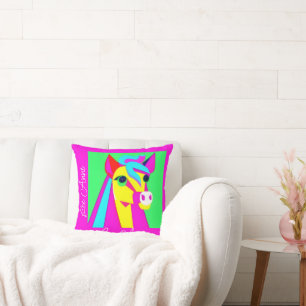 Psychedelic Pony on Nursery Throw Pillow