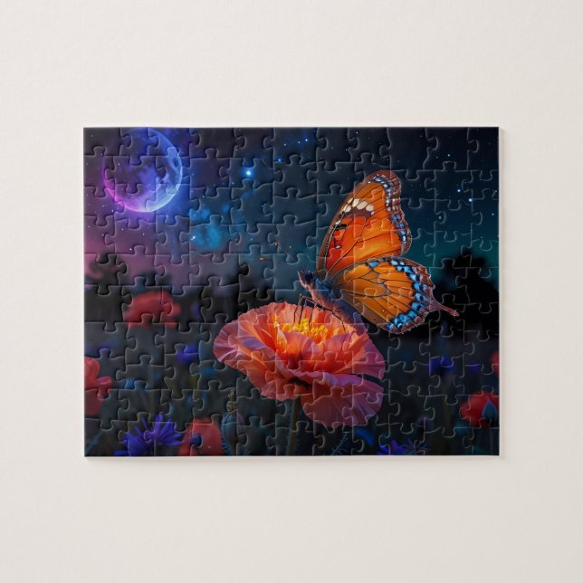 Psychedelic Poppy - Rich & Viberant Colored  Jigsaw Puzzle (Horizontal)