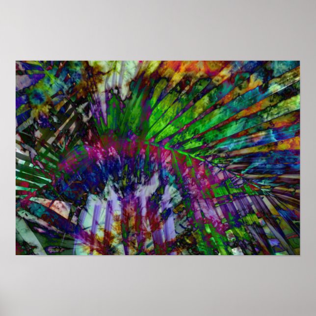 Psychedelic Poster-rainbow tie dye jungle print (Front)