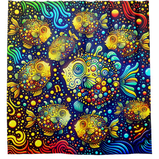 “Psychedelic Puffer Fish - Vibrant Underwater Art” (Front)