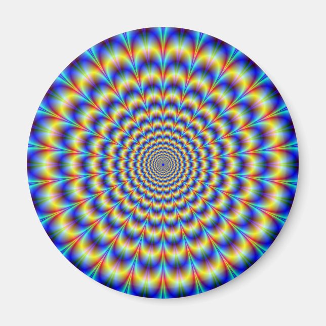 Psychedelic Pulse in Blue and Yellow  Magnet (Front)