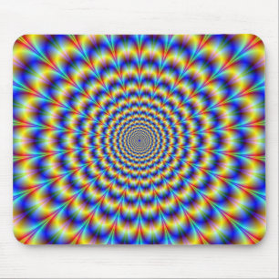 Psychedelic Pulse in Blue and Yellow Mousepad