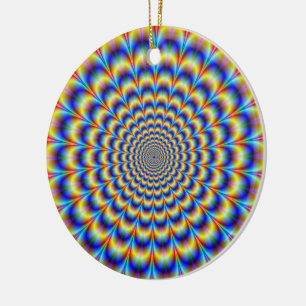 Psychedelic Pulse in Blue and Yellow  Ornament