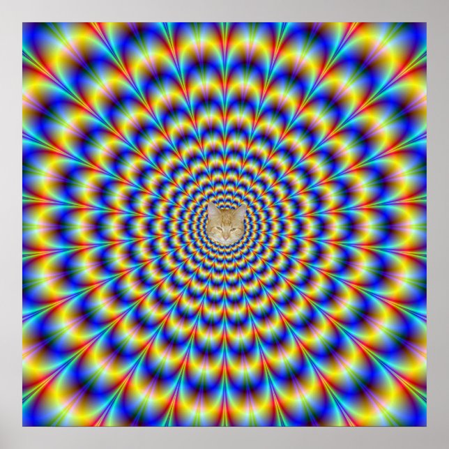 Psychedelic Pulse in Blue and Yellow Poster (Front)