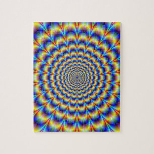 Psychedelic Pulse in Blue and Yellow Puzzle