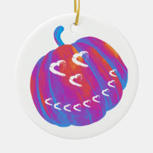Psychedelic Pumpkin Heart Car Ornament