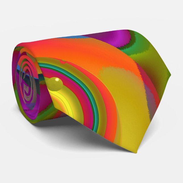 Psychedelic Punch cool trippy abstract art Tie (Rolled)