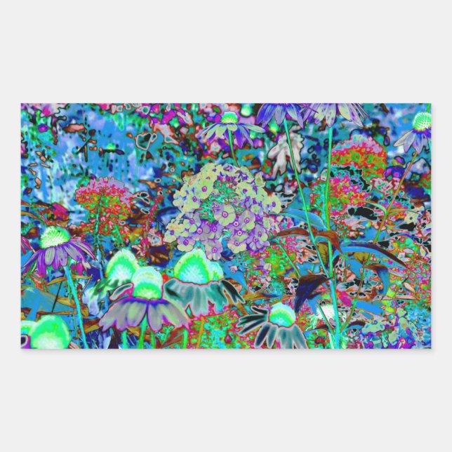 Psychedelic Purple and Lime Green Garden Flowers Sticker (Front)