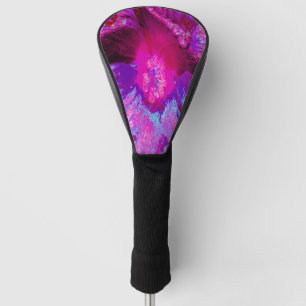 Psychedelic Purple and Magenta Hibiscus Flower Golf Head Cover