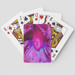 Psychedelic Purple and Magenta Hibiscus Flower Playing Cards