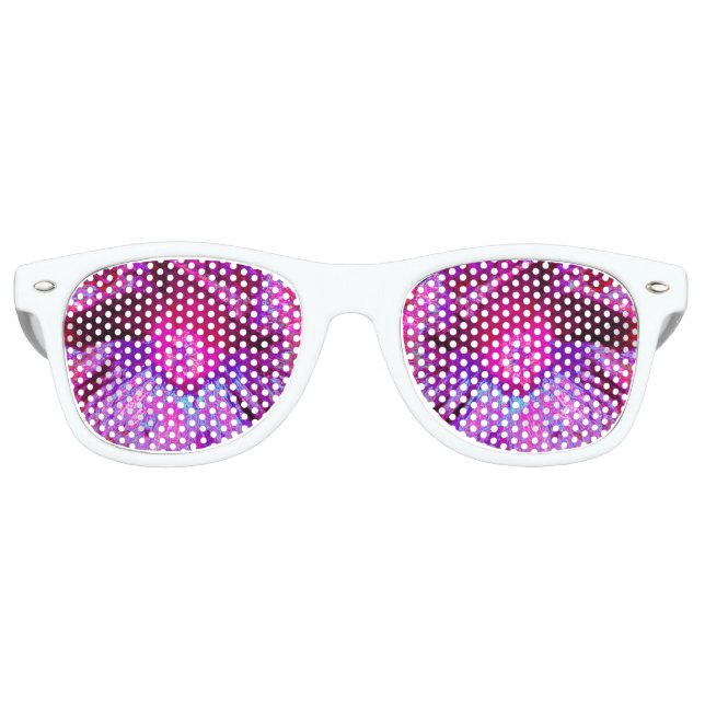 Psychedelic Purple and Magenta Hibiscus Flower Retro Sunglasses (Front)