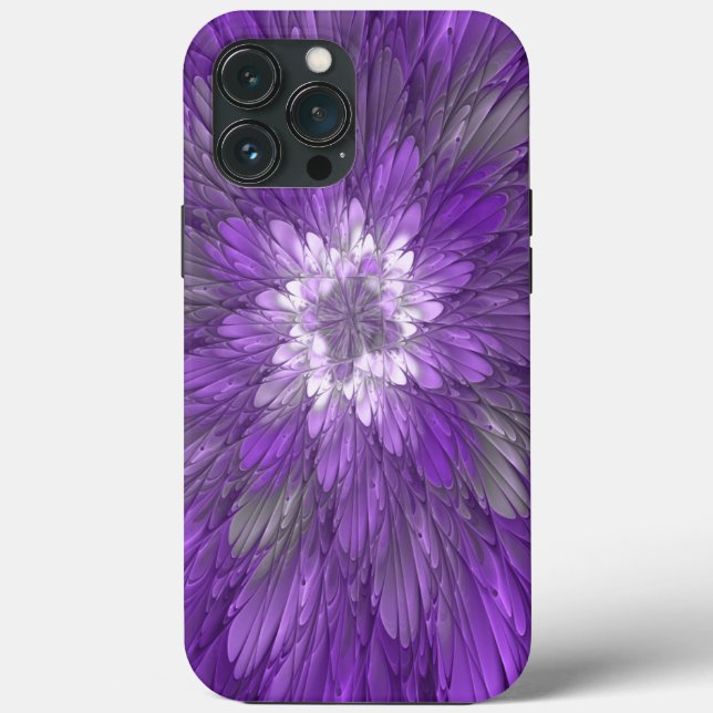 Psychedelic Purple Flower Abstract Fractal Art Case-Mate iPhone Case (Back)