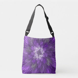 Psychedelic Purple Flower Abstract Fractal Art Crossbody Bag