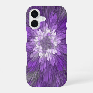 Psychedelic Purple Flower Abstract Fractal Art iPhone 16 Case