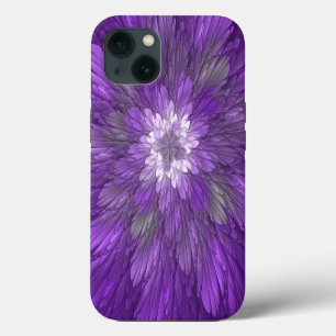 Psychedelic Purple Flower Abstract Fractal Art iPhone 13 Case