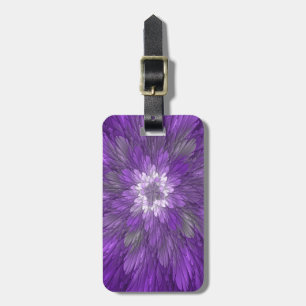 Psychedelic Purple Flower Abstract Fractal Art Luggage Tag