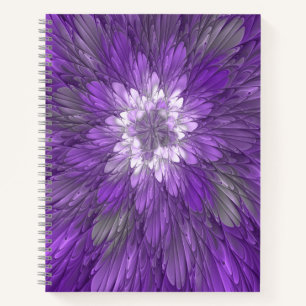 Psychedelic Purple Flower Abstract Fractal Art Notebook