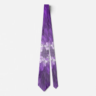 Psychedelic Purple Flower Abstract Fractal Art Tie