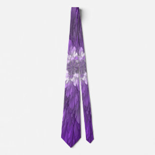 Psychedelic Purple Flower Abstract Fractal Art Tie